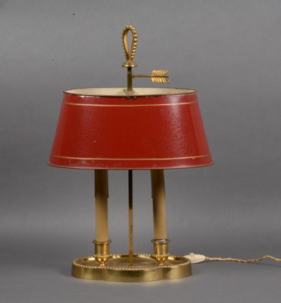 null Lamp bouillotte in gilded bronze of style Empire with two arms of light, the...