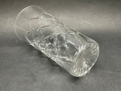 null Service de 7 verres à orangeade en cristal taillé, H. 15 cm