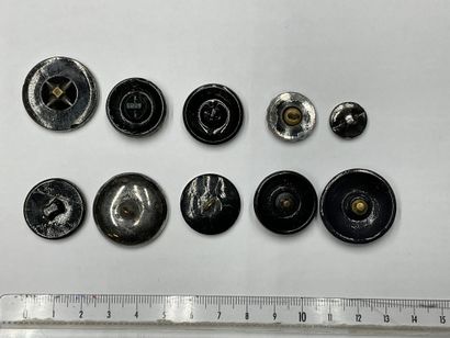 null Lot de 10 boutons en verre noir et argenté