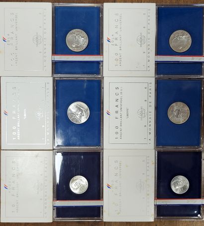 null Monnaie de Paris : 4 pieces 100 fr Argent BU (2 x Liberté et 2 x ZOLA) - 2 pièces...