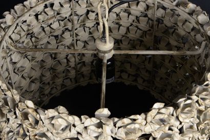 null Suspension in metal with decoration of roses worked by folding of an extreme...