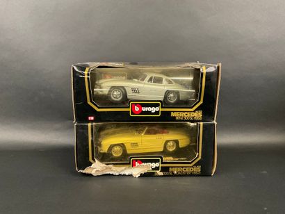 null Lot de 2 véhicules : BURAGO, échelle 1/18 MERCEDES 300 SL ROASTER 1957 et MERCEDES...