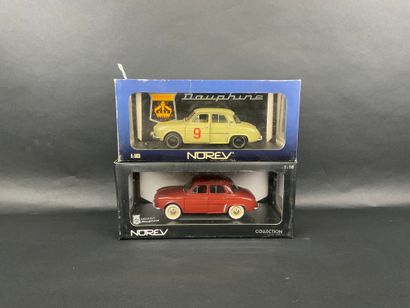 null Lot de 2 véhicules : NOREV, échelle 1/18 RENAULT DAUPHINE TOUR DE CORSE et RENAULT...