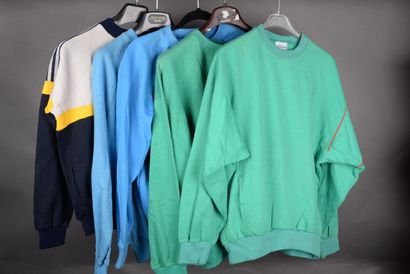 null ADIDAS set of 1 grey/yellow sweater, 2 light blue sweaters and 2 green sweaters...