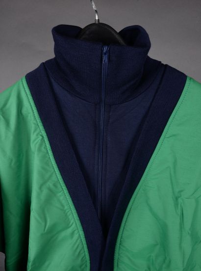 null ADIDAS HUDSON model, bomber-style zip-up jacket, two-material, navy/green. S...