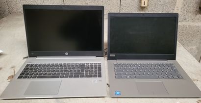 null Lot de 2 ordinateurs portables de marque LENOVO et HP avec chargeurs.