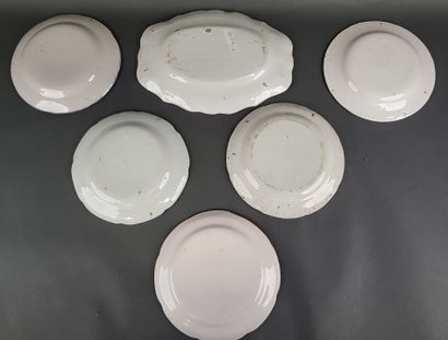 null Set of 5 plates and one platter in Eastern earthenware, 18th/19th century (used...