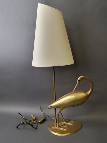 null Lampe en bronze figurant un ibis, H. (avec abat-jour) 75 cm 0zz"