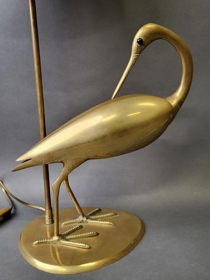 null Lampe en bronze figurant un ibis, H. (avec abat-jour) 75 cm 0zz"