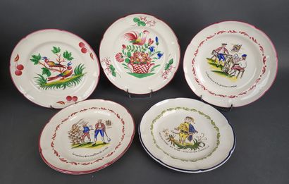 null Set of 5 modern Eastern earthenware plates