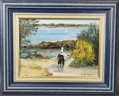 null Brigitte GRAGNIC (20th century), Breton coasts, HST, SBD, Dim. 24 x 33 cm