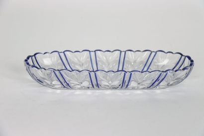 null Attributed to BACCARAT. Set of toilet in molded crystal heightened with blue...