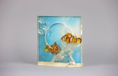 null SWAROVSKY. Crystal subject representing clown fish on a coral and their base....