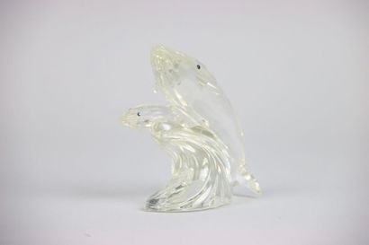 null SWAROVSKY. Crystal subject representing a whale and its calf. Height: 12 cm...