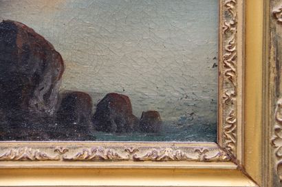 null School of the XVIIIth century. View of a mountain lake. Oil on canvas. Dimensions:...