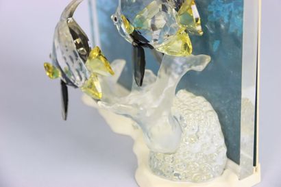 null SWAROVSKY. Crystal subject representing fish on a coral and their base with...