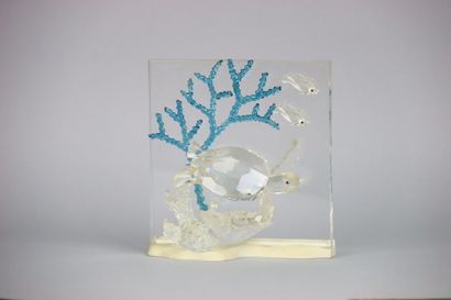 null SWAROVSKY. Crystal subject representing turtles on a polychrome coral, with...