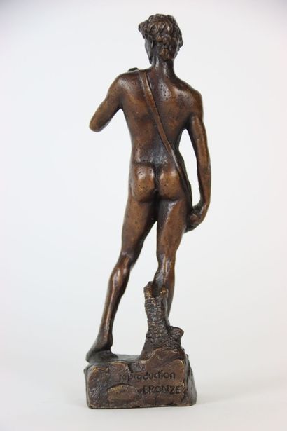 null Subject in bronze, modern edition, representing DAVID with his sling (after...