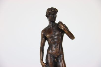 null Subject in bronze, modern edition, representing DAVID with his sling (after...