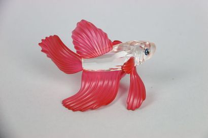 null SWAROVSKY. Lot of two crystal subjects representing fish fighting one red the...