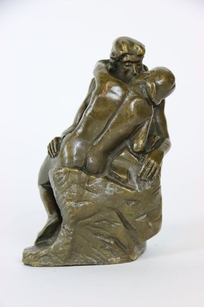 null Bronze subject representing "The Kiss" (after the work of Auguste Rodin). Modern...