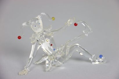 null SWAROVSKY. Crystal subject representing a harlequin. Height: 10 cm
