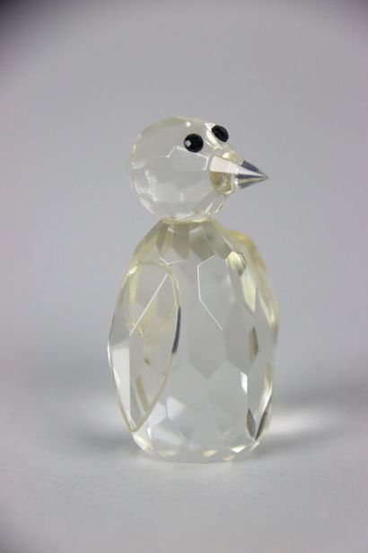 null SWAROVSKY. Crystal subject representing two penguins. Height: 6 cm and 4 cm