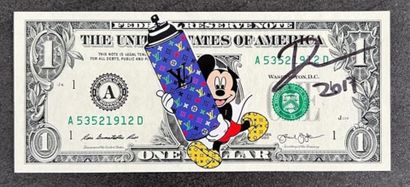DEATH NYC "Mickey" 2016
Felt pen and collage on dollar bill
Signed, dated 
Sold with...