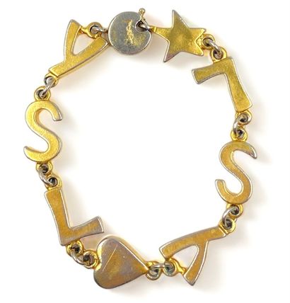 Yves SAINT LAURENT Mobile link bracelet with brand logo, circa 1990
Gilded metal
Signed...