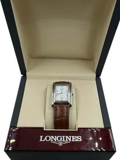 LONGINES Men's wristwatch DOLCE VITA 
Silver-plated metal case 
White dial with index...