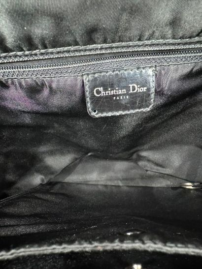 Christian DIOR Shopping bag 
Black leather and denim canvas
Silver metal 
25 x 30...