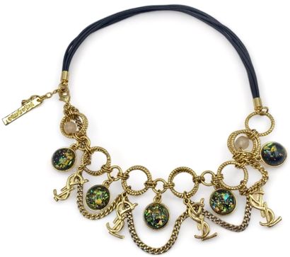 Yves SAINT LAURENT Necklace with 4 branded motifs
Gold-plated metal
Iridescent resin...