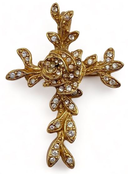 Christian LACROIX Stylized cross pendant brooch, circa 1990
Gilded metal
Translucent...