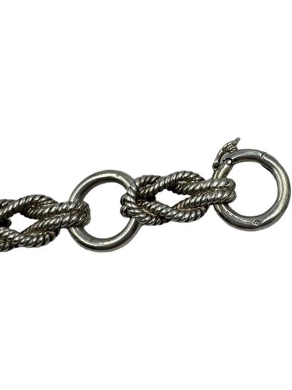 HERMES Bracelet 
925 silver with alternating flat knot rope links and rings.
Case,...