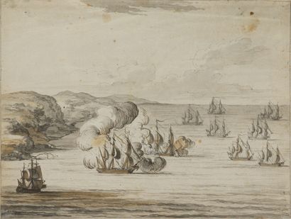 null Attribué à Nicolas-Marie OZANNE (Brest 1728 - Paris 1811)

Bataille navale

Plume...