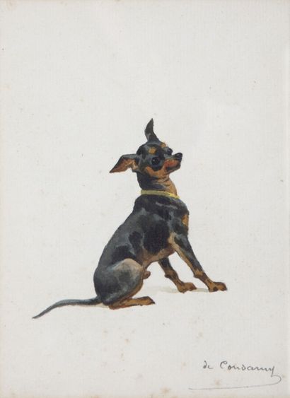 null Charles Fernand De CONDAMY (c.1855-1913)
Seated Pinscher
Watercolor on paper
Signed...