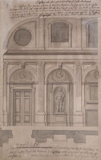 null Jean MAROT (Paris 1619 - 1679) 
Deux dessins d'architecture vers 1670 peut-être...