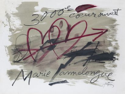 null Antoni TAPIES (1923-2012)
Three thousandth open heart (Marie Lannelongue), 1975
Polychrome...