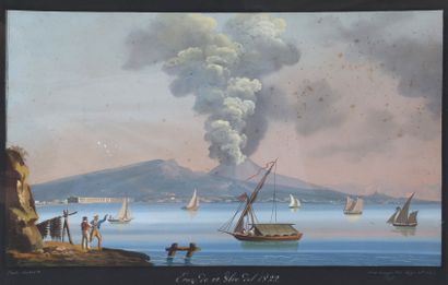null Neapolitan school
View of Vesuvius eruption of October 22, 1822
Gouache
Titled...