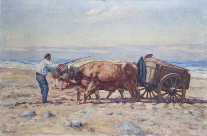 null Louis FLOUTIER (1882-1936)
Basque Cattle Dog by the Sea
Oil on canvas
Signed...
