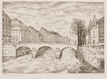 null Roger Vieillard (1907-1989)
Le Pont Saint-Michel. 1944. Burin. 205 x 145 mm....