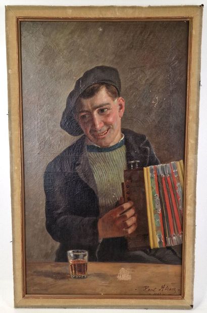null Paul ABRAM (1854-1924)
Jeune homme à l'accordéon, 1901
Huile sur toile
Signée...