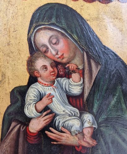 null ÉCOLE ETRANGERE DU XVIIIe s
Vierge à l'enfant
Huile sur métal
Au dos porte une...