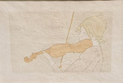 null Alexandre CHARPENTIER (1856-1909) (d'après)
La violoniste
Lithographie et gaufrage...