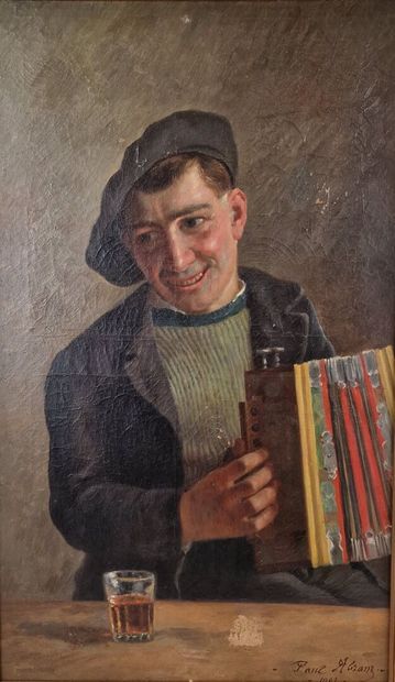 null Paul ABRAM (1854-1924)
Jeune homme à l'accordéon, 1901
Huile sur toile
Signée...
