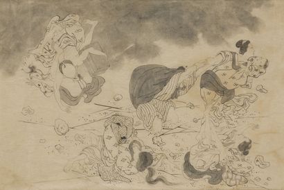 null JAPAN
Black ink drawing on paper, anonymous, 19th century
Depicting a scene...