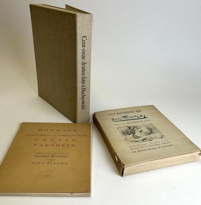 null Set of three books on the theme of concentration camp drawings, Buchenwald and...