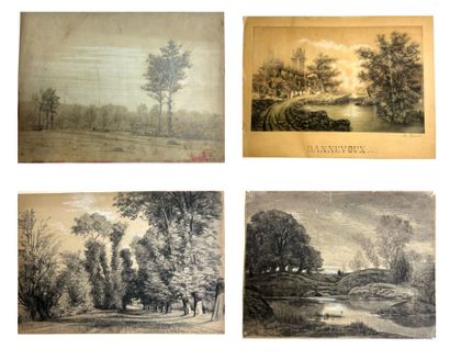 null A set of four (4) drawings, including: 
- Marcellin DE GROISEILLIEZ (1837-1880)...