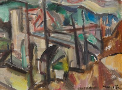 null Jean MARZELLE (1916-2005) (after)
Toledo
Oil on canvas 
Signed lower right,...