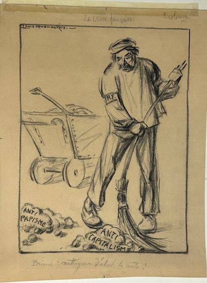 null Louis RAEMAEKERS (1869-1956)
Set of eight (8) charcoal drawings, satyres of...